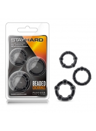 Набор из 3 чёрных эрекционных колец Stay Hard Beaded Cockrings - Blush Novelties - в Невинномысске купить с доставкой