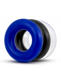 Набор из 3 разноцветных колец Stay Hard Donut Rings - Blush Novelties - в Невинномысске купить с доставкой