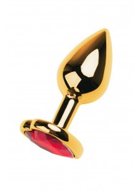 Золотистая анальная пробка с кристаллом-сердцем - 7,5 см. - ToyFa - купить с доставкой в Невинномысске