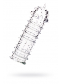 Прозрачная насадка на пенис TOYFA A-Toys с ребрами и точками - 15,3 см. - A-toys - в Невинномысске купить с доставкой