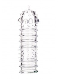 Прозрачная насадка на пенис TOYFA A-Toys с ребрами и точками - 15,3 см. - A-toys - в Невинномысске купить с доставкой