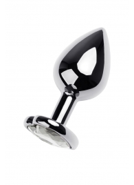 Серебристая анальная пробка с прозрачным кристаллом-сердцем - 8 см. - ToyFa - купить с доставкой в Невинномысске