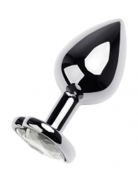 Серебристая анальная пробка с прозрачным кристаллом-сердцем - 8 см. - ToyFa - купить с доставкой в Невинномысске