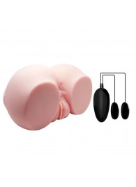 Телесный мастурбатор с двумя любовными тоннелями и вибрацией - Baile - в Невинномысске купить с доставкой