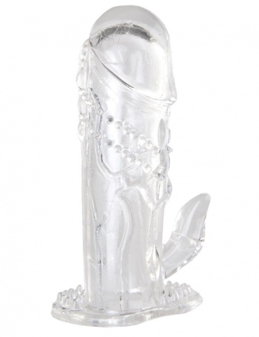 Прозрачная гелевая насадка с клиторальным отростком - 13 см. - Toyfa Basic - в Невинномысске купить с доставкой