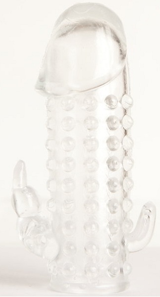 Гелевая прозрачная насадка с 2 отростками - 13 см. - Toyfa Basic - в Невинномысске купить с доставкой