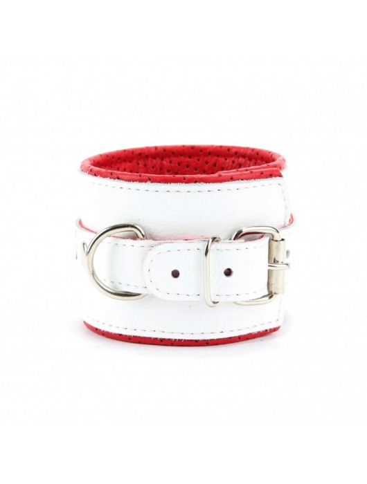 Бело-красные кожаные наручники для медсестры - БДСМ Арсенал - купить с доставкой в Невинномысске