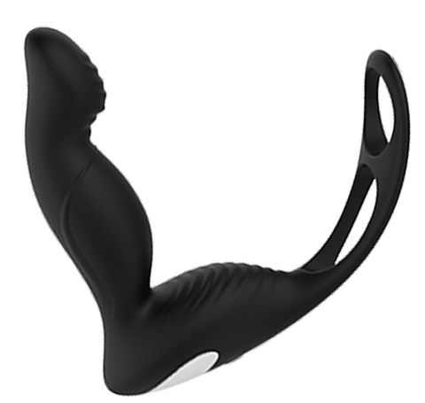 Черный вибромассажер простаты P-PLEASER W ERECTION ENHANCE - Dream Toys - в Невинномысске купить с доставкой