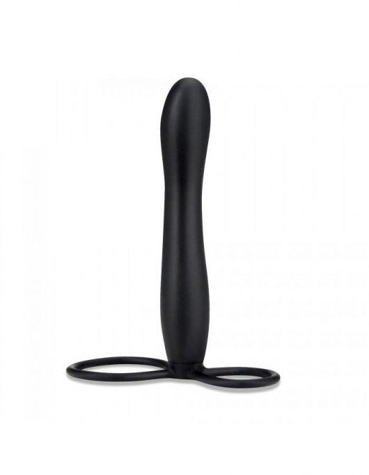 Черная насадка на пенис для двойной стимуляции Mojo BlackJack - 15 см. - Seven Creations - в Невинномысске купить с доставкой