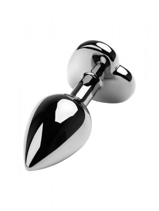 Серебристая коническая анальная пробка с красным кристаллом-сердечком - 7 см. - ToyFa - купить с доставкой в Невинномысске