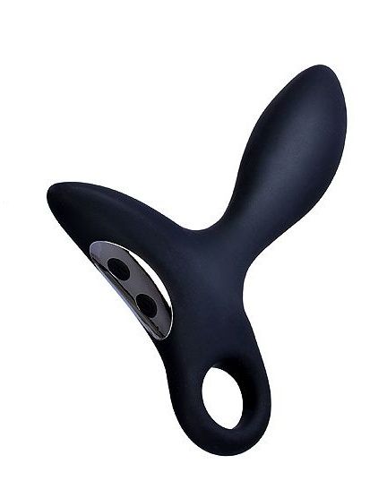 Черный силиконовый анальный вибромассажер Erokey с колечком-ограничителем - Erokay - в Невинномысске купить с доставкой