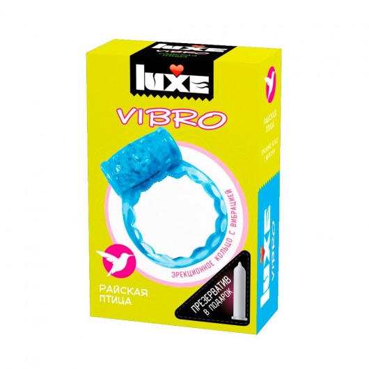 Голубое эрекционное виброкольцо Luxe VIBRO  Райская птица  + презерватив - Luxe - в Невинномысске купить с доставкой