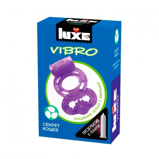 Фиолетовое эрекционное виброкольцо Luxe VIBRO  Секрет Кощея  + презерватив - Luxe - в Невинномысске купить с доставкой