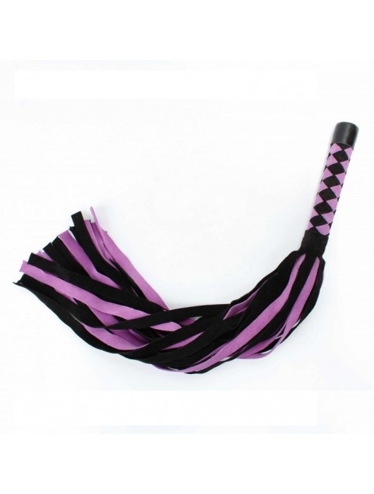 Черно-розовая плеть из замши - 58 см. - БДСМ Арсенал - купить с доставкой в Невинномысске