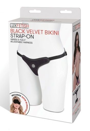 Черные плюшевые трусики для страпона - Lux Fetish - купить с доставкой в Невинномысске