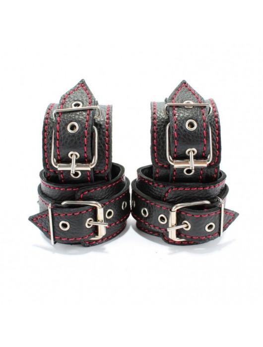 Черный бондажный набор с красной строчкой - БДСМ Арсенал - купить с доставкой в Невинномысске
