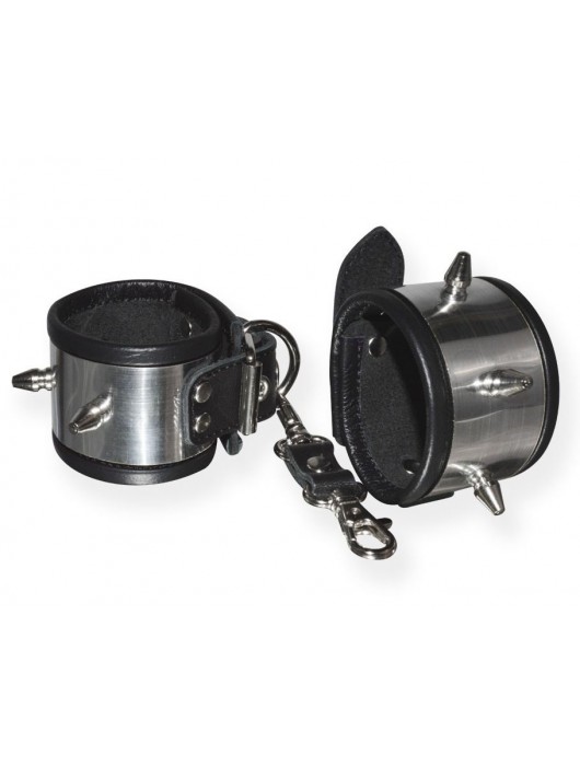 Серебристо-черные наручники с шипами и металлическим блеском - Sitabella - купить с доставкой в Невинномысске