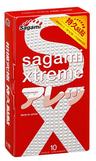 Утолщенные презервативы Sagami Xtreme Feel Long с точками - 10 шт. - Sagami - купить с доставкой в Невинномысске