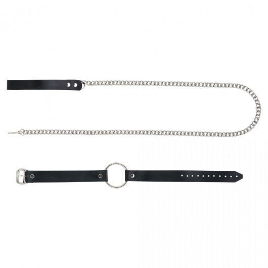 Черный поводок и чокер с кольцом Rada - Rebelts - купить с доставкой в Невинномысске