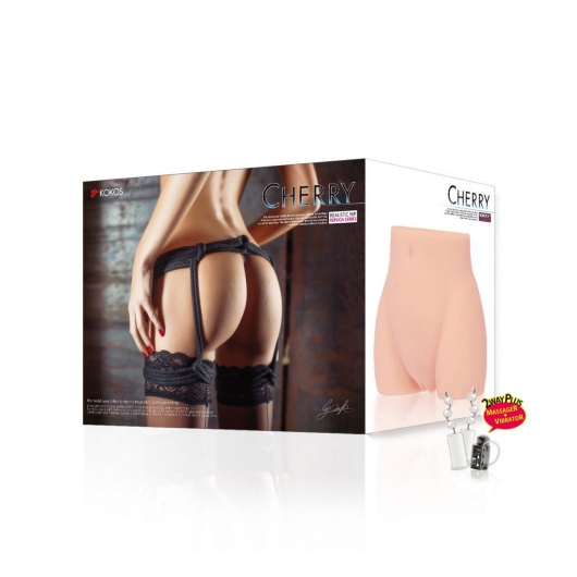Мастурбатор-полуторс Cherry с вибрацией и двумя любовными тоннелями - KOKOS - в Невинномысске купить с доставкой