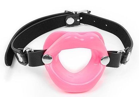 Розовый кляп-губки на черном ремешке - Notabu - купить с доставкой в Невинномысске