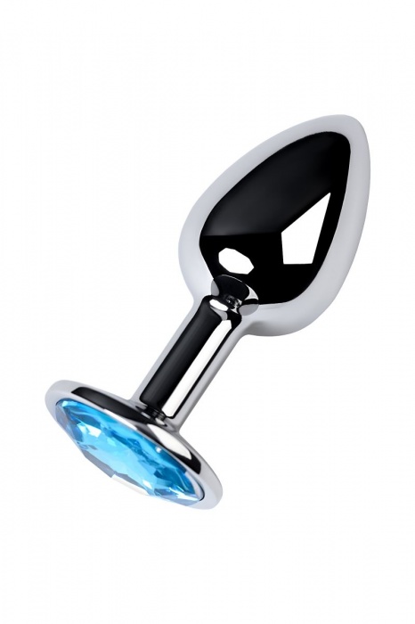 Серебристая конусовидная анальная пробка с голубым кристаллом - 7 см. - ToyFa - купить с доставкой в Невинномысске