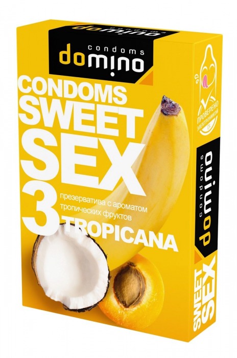 Презервативы для орального секса DOMINO Sweet Sex с ароматом тропических фруктов - 3 шт. - Domino - купить с доставкой в Невинномысске