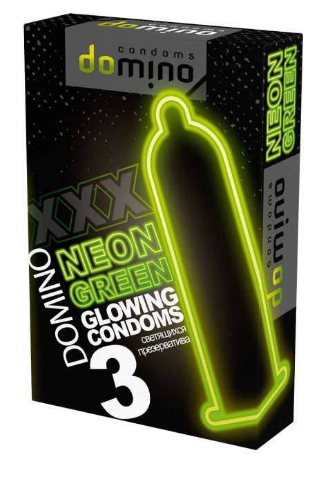 Презервативы DOMINO Neon Green со светящимся в темноте кончиком - 3 шт. - Domino - купить с доставкой в Невинномысске