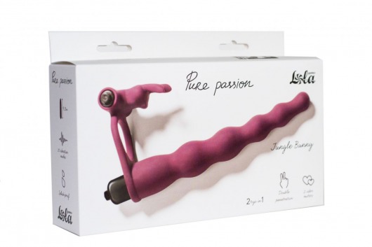 Бордовая вибронасадка для двойного проникновения Jungle Bunny - 17 см. - Lola Games - купить с доставкой в Невинномысске