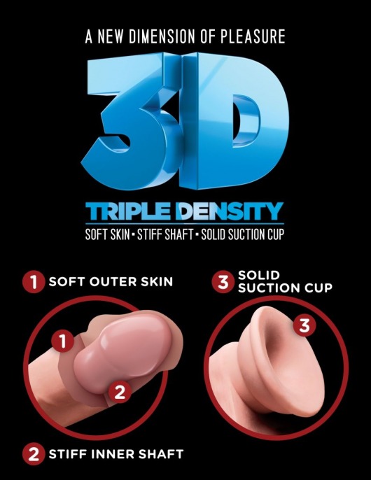 Телесный фаллоимитатор на присоске 8  Triple Density Fat Cock with Balls  - 24,1 см. - Pipedream