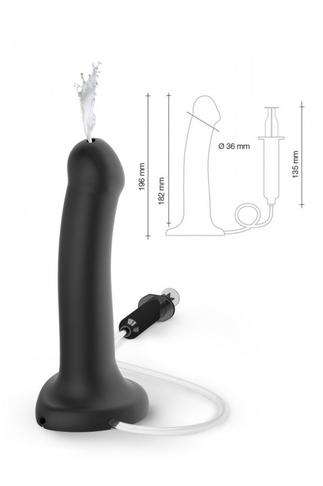 Черный фаллос с имитацией эякуляции Silicon Cum Dildo L - 19,6 см. - Strap-on-me - купить с доставкой в Невинномысске