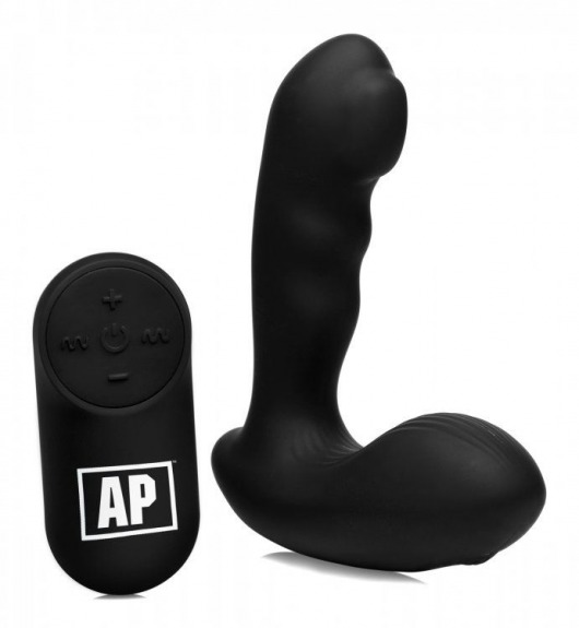 Черный стимулятор простаты Alpha-Pro 7X P-Milker Silicone Prostate Stimulator with Milking Bead - XR Brands - в Невинномысске купить с доставкой