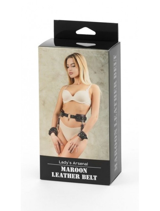 Бордовый пояс Ladys Arsenal с колечками для крепления - БДСМ Арсенал - купить с доставкой в Невинномысске