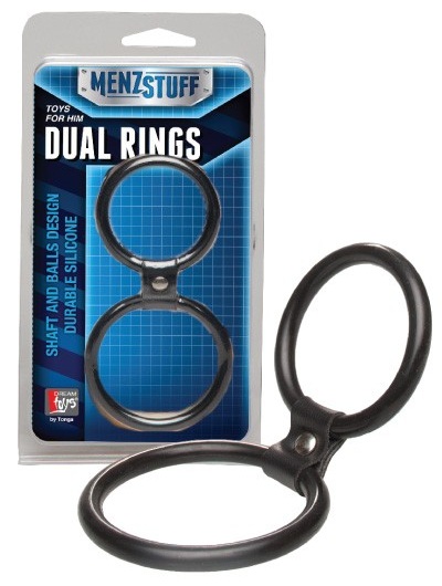 Чёрное двойное эрекционное кольцо Dual Rings Black - Dream Toys - в Невинномысске купить с доставкой