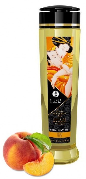 Массажное масло для тела с ароматом персика Stimulation - 240 мл. - Shunga - купить с доставкой в Невинномысске