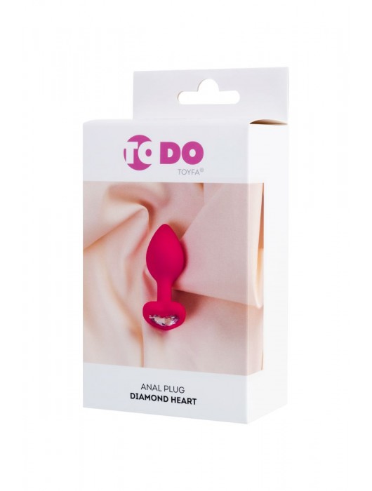 Розовая анальная втулка Diamond Heart с прозрачным кристаллом - 7 см. - ToyFa - купить с доставкой в Невинномысске