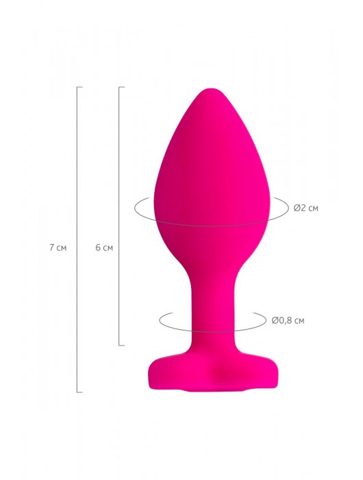 Розовая анальная втулка Diamond Heart с прозрачным кристаллом - 7 см. - ToyFa - купить с доставкой в Невинномысске