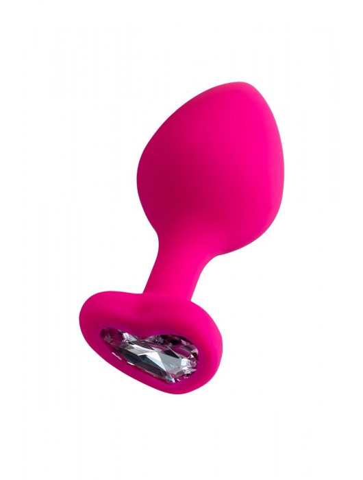 Розовая анальная втулка Diamond Heart с прозрачным кристаллом - 8 см. - ToyFa - купить с доставкой в Невинномысске