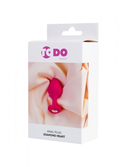 Розовая анальная втулка Diamond Heart с прозрачным кристаллом - 8 см. - ToyFa - купить с доставкой в Невинномысске