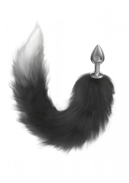 Серебристая анальная пробка с черным хвостом Galaxy - Lola Games - купить с доставкой в Невинномысске