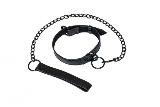 Черный ошейник Sin с поводком - Lola Games - купить с доставкой в Невинномысске