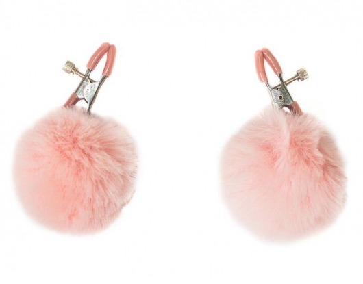 Зажимы на соски Angelic с розовыми меховыми шариками - Lola Games - купить с доставкой в Невинномысске