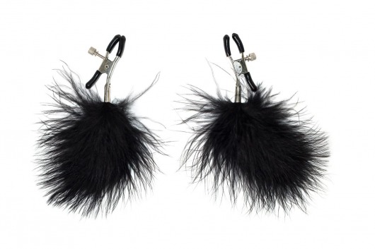 Зажимы на соски с черным пухом Euphoric - Lola Games - купить с доставкой в Невинномысске