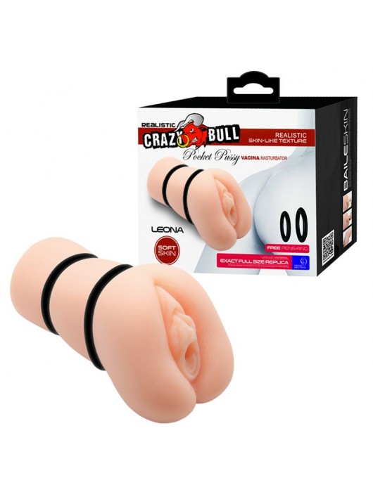 Телесный мастурбатор-вагина с тугими кольцами Leona - Baile - в Невинномысске купить с доставкой