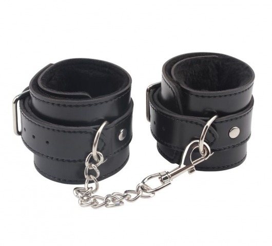 Черные оковы на ноги Obey Me Leather Ankle Cuffs - Chisa - купить с доставкой в Невинномысске