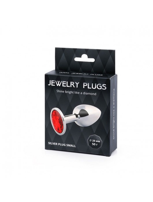 Серебристая анальная пробка с красным стразом - 7,2 см. - Anal Jewelry Plug - купить с доставкой в Невинномысске