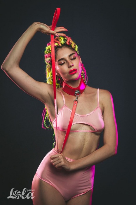 Красный ошейник Circus с поводком - Lola Games - купить с доставкой в Невинномысске