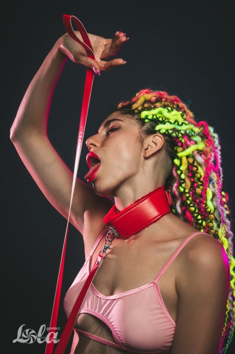 Красный ошейник Circus с поводком - Lola Games - купить с доставкой в Невинномысске