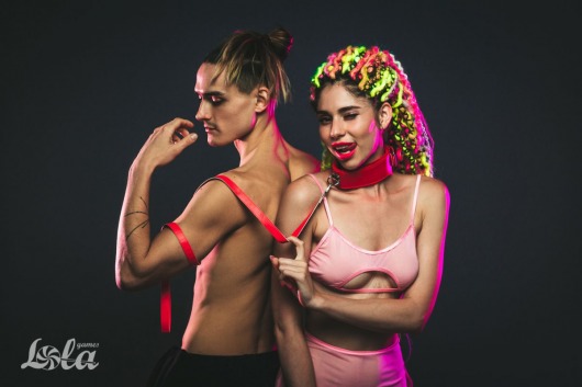 Красный ошейник Circus с поводком - Lola Games - купить с доставкой в Невинномысске