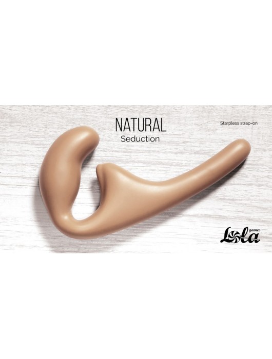 Бежевый безремневой страпон Seduction - 20,5 см. - Lola Games - купить с доставкой в Невинномысске